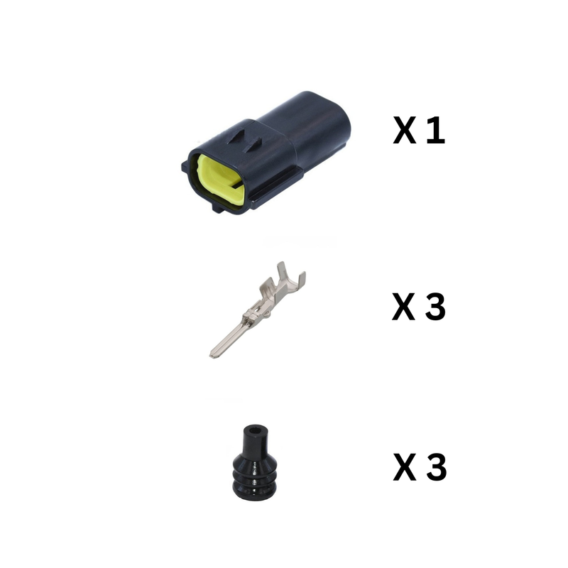 CID3020-1.8-11KIT Male Connector Kit, 2 way, SSC, 1.8 mm, Sealed, Black with terminals and wire seals
