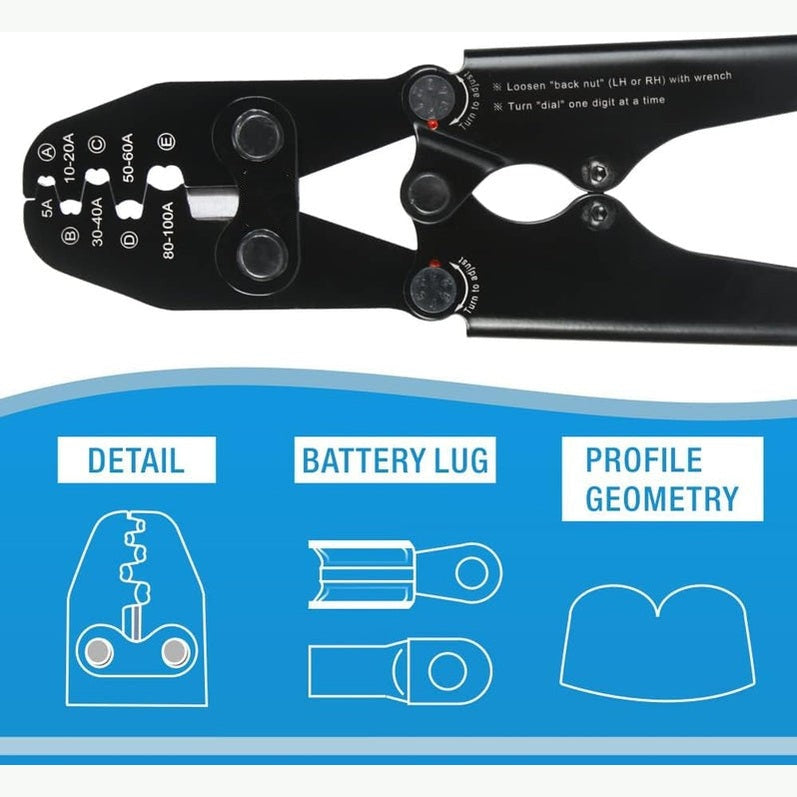 CID5100HCT Hand Crimp Tool for Power / Battery Terminals 12 AWG - 4 AWG