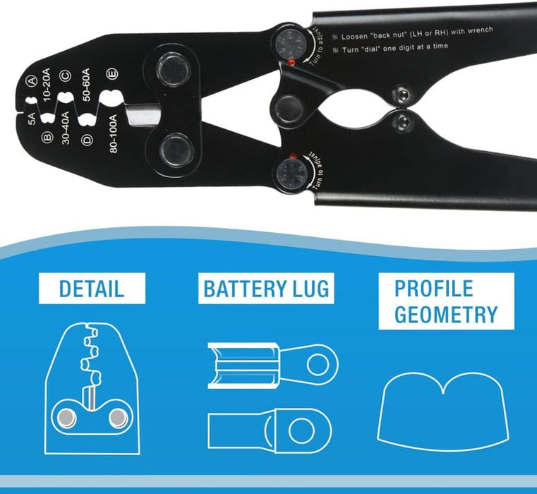 CID5100HCT Hand Crimp Tool for Power / Battery Terminals 12 AWG - 4 AWG