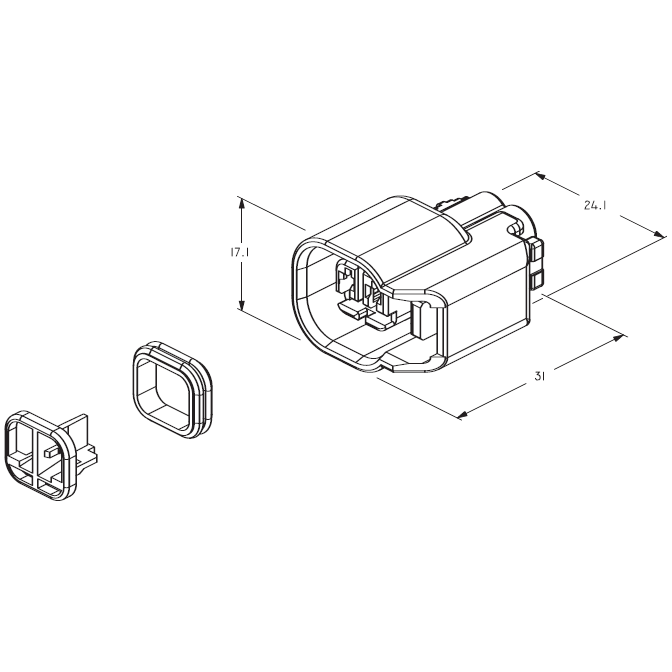 EPC E3550. Connector 2 way Female, 1.5 mm, Sealed, BlackConnector ID