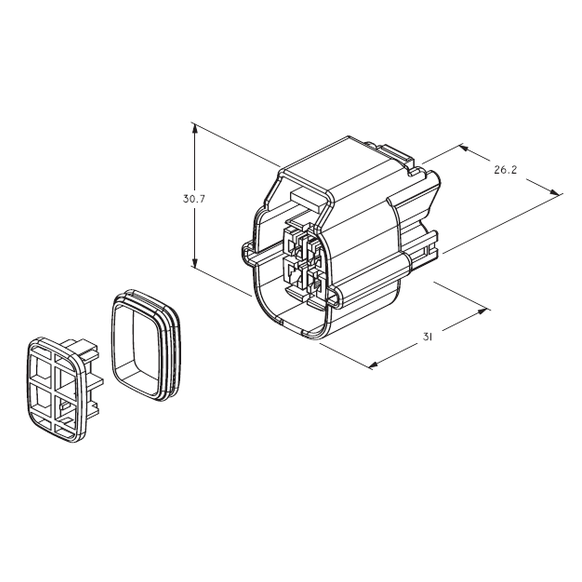 CID9040J-1.5-21 Drop in Replacement for Ford  YF1T-14A464-BA (WPT-182) Female 4 way Connector, Sealed, Black