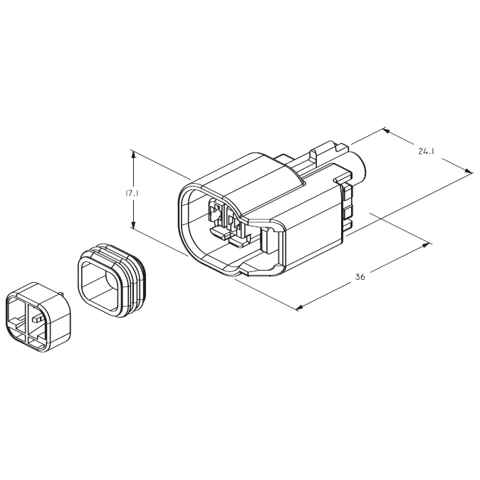 EPC E5646. Connector 2 way Female, 1.5 mm, Sealed, BlackConnector ID