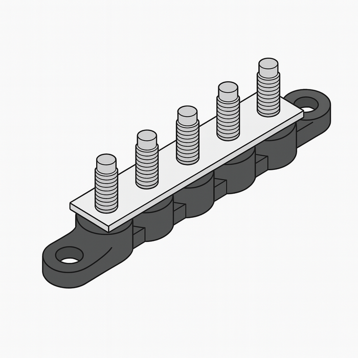 GEP JB25M10-5-JLG Insulated Stud Junction Block, 5 Position with Bus Bar