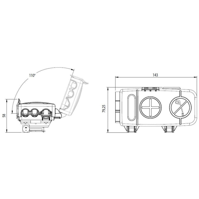MTA 0300839 Pre-Mounted Housing for 2 MidiVAL and 1 CAL/MegaVAL with Battery Terminal