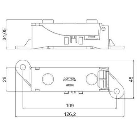 MTA 0301223 Single Stud MegaVAL Bus-Bar Feed Module, Black