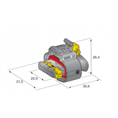 MTA 4510820 Female 4 way C280 Sealed Connector, Black