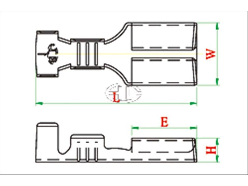 CID102H-6.3-FS1-L Female Terminal, 6.3 mm, 0.5-0.85 mm² Unsealed, Tin Plated