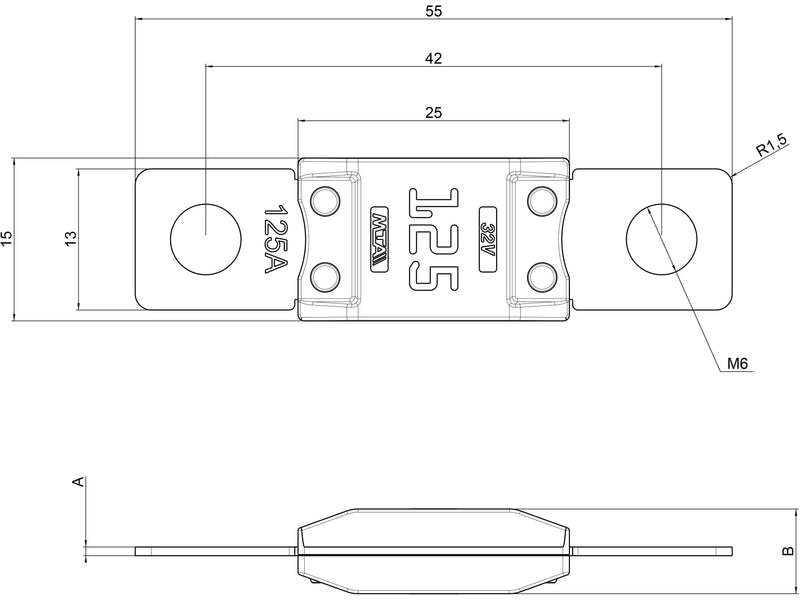 MTA 0715175 MegaCOMPACT 175A Fuse, White, 32V