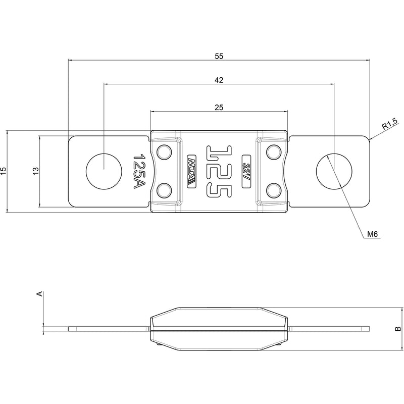 MTA 0715250 MegaCOMPACT 250A Fuse, Pink, 32V
