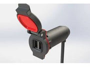 Spring loaded cover, weatherproof USB 2.0 charge port